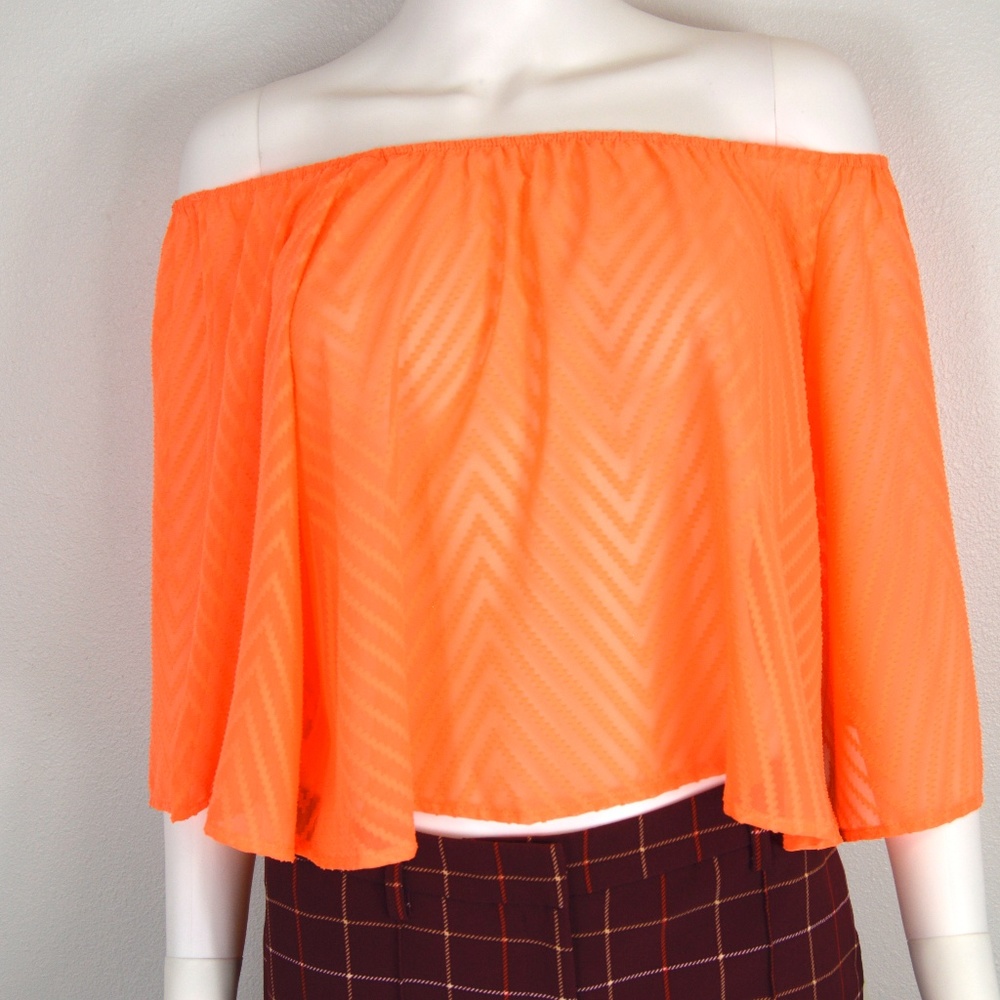 GB Neon Orange Off the Shoulder Blouse
